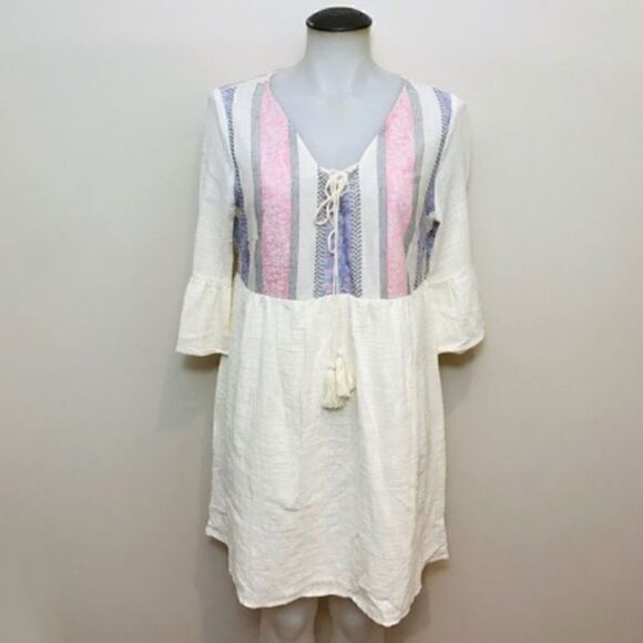 Tassels N Lace Dresses & Skirts - WOVEN Cotton Boho Dress 🌻